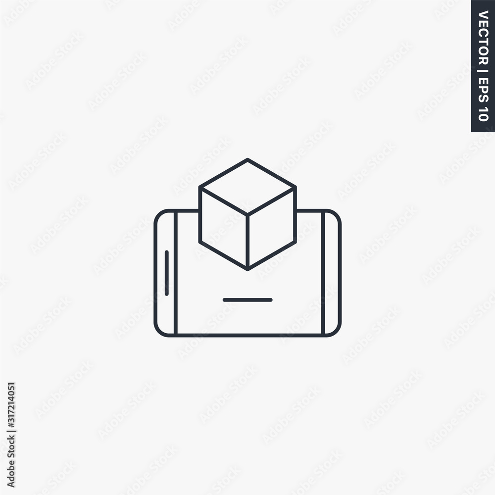 Poster augmented reality, linear style sign for mobile concept and web design