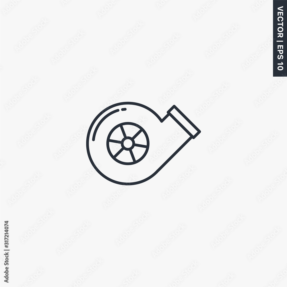 Poster auto turbine icon, linear style sign for mobile concept and web design