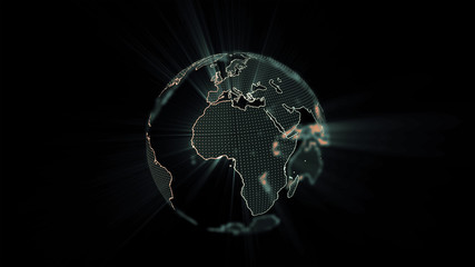 Transparent earth on black background