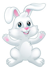 Obraz na płótnie Canvas The Easter bunny rabbit cartoon character waving with their paws
