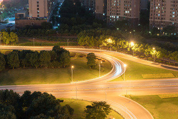 Overpass of the light trails, beautiful curves.