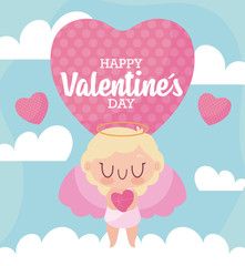 Happy valentines day cupid cartoon vector design