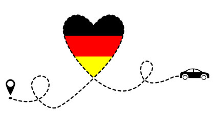 Travelling by car to Germany. Travel by car. Vector for labels, stickers, tags, banners, web stickers, tourism