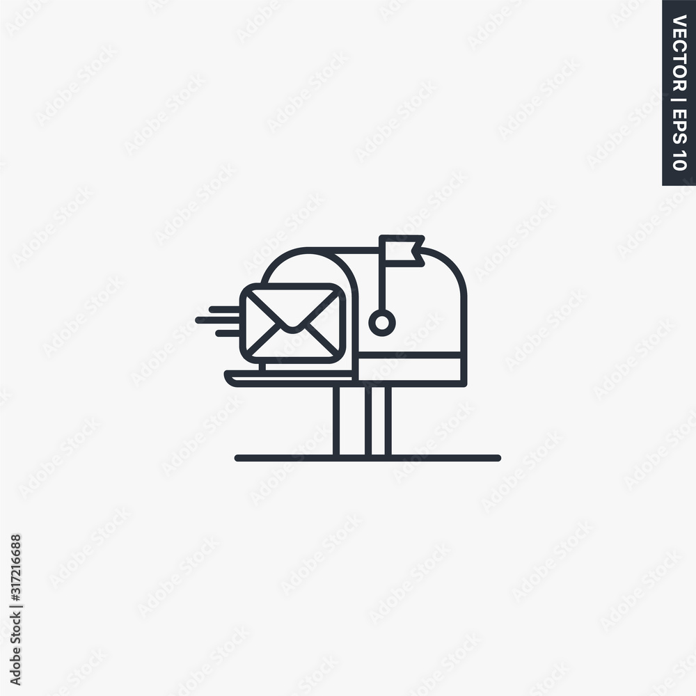 Aufkleber mailbox icon, linear style sign for mobile concept and web design