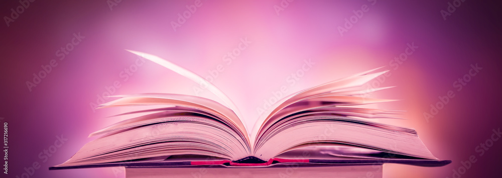Poster stack of books in the library and blur bookshelf background