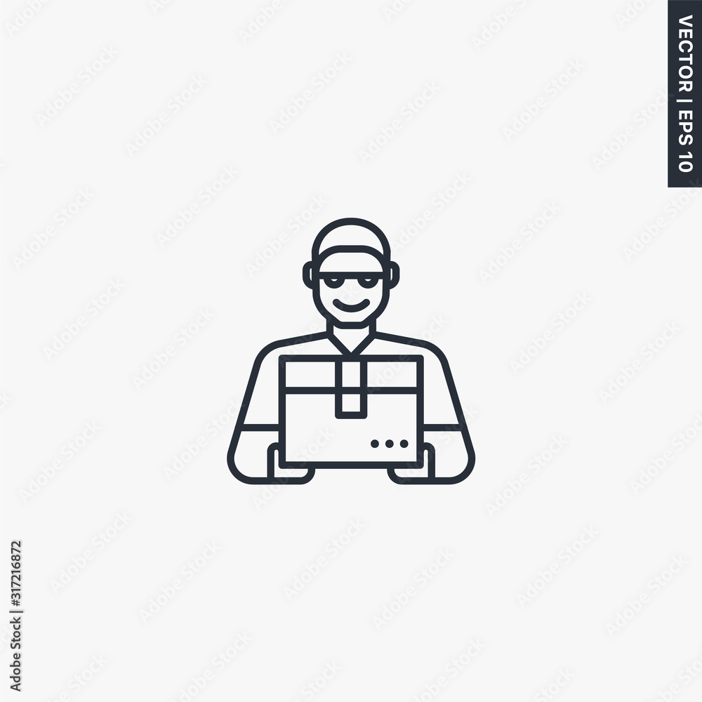 Aufkleber postman icon, linear style sign for mobile concept and web design