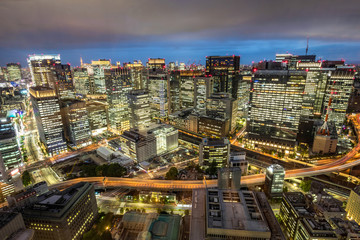 Obraz premium Tokyo skyline with skyscrapers at night