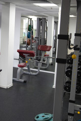 Fototapeta na wymiar weight training equipment in a gym