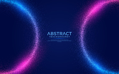 Abstract background with particles liquid dynamic flow. Shining abstract particle flow background.