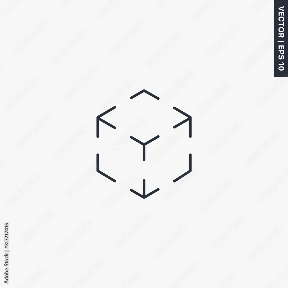 Aufkleber virtual augmented reality, linear style sign for mobile concept and web design