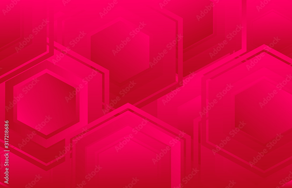 Poster Abstract Background Hexagons Red Color Modern Vector Design
