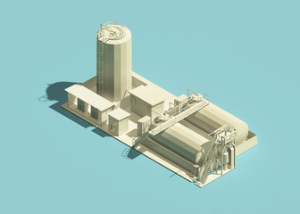 Oil plant icon isometric view. 3d rendering