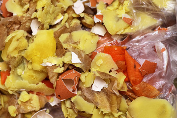 food waste and garbage closeup