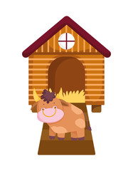 house hen bull farm animal cartoon
