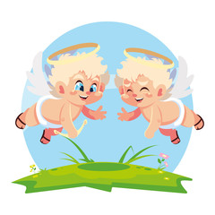 cute cupid angels in different poses, valentines day