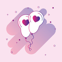  Balloons with hearts line icon,