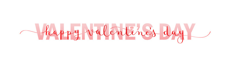 Red vector mixed typography HAPPY VALENTINE'S DAY banner with brush calligraphy
