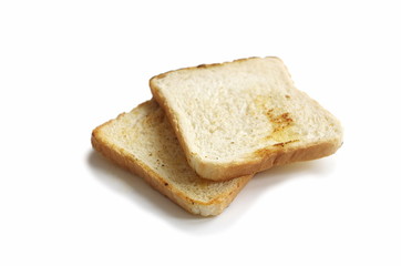 two toasted bread isolated on white background