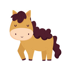 cute horse livestock farm animal cartoon