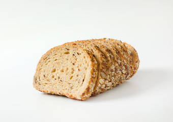 Sliced loaf of whole grain bread