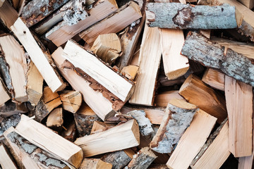 A pile of chopped wood