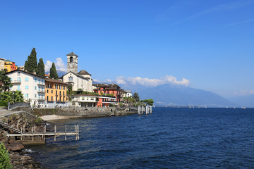 Fototapeta na wymiar Village of Brissago at the Lake Lago Maggiore