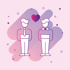  Loving gay couple line icon