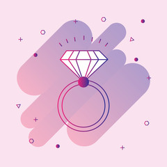  Shiny diamond ring outline icon