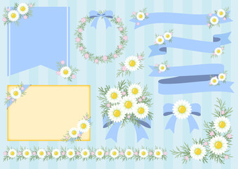 マーガレットのリボン・飾りセット