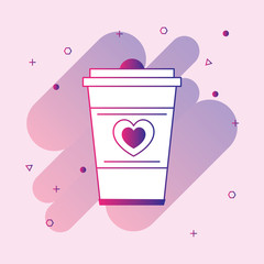  Coffee or tea paper cup with heart symbol