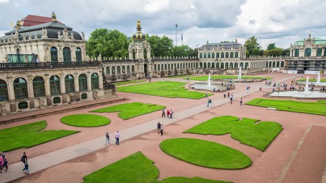 Timelapse of Dresden City Park Square During Festival