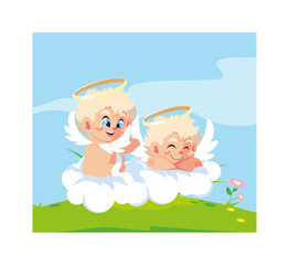cute cupid angels in different poses, valentines day