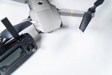 quadrocopter drone on a white table