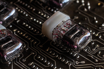 Nixie tubes on plate