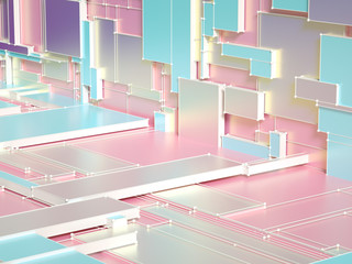 Tech futuristic geometric background. 3d illustration, 3d rendering. - 317222806