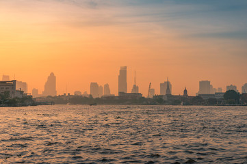 Bangkok cityscape with skyscrapers office and residential buildings at sunrise