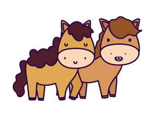 Obraz na płótnie Canvas cute couple horse farm animal cartoon