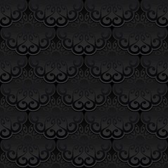 black background with ornament, seamless pattern