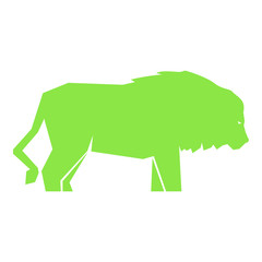 Green lion isolated on white background, vector illustration