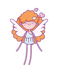 happy valentines day, funny cupid with hearts cartoon