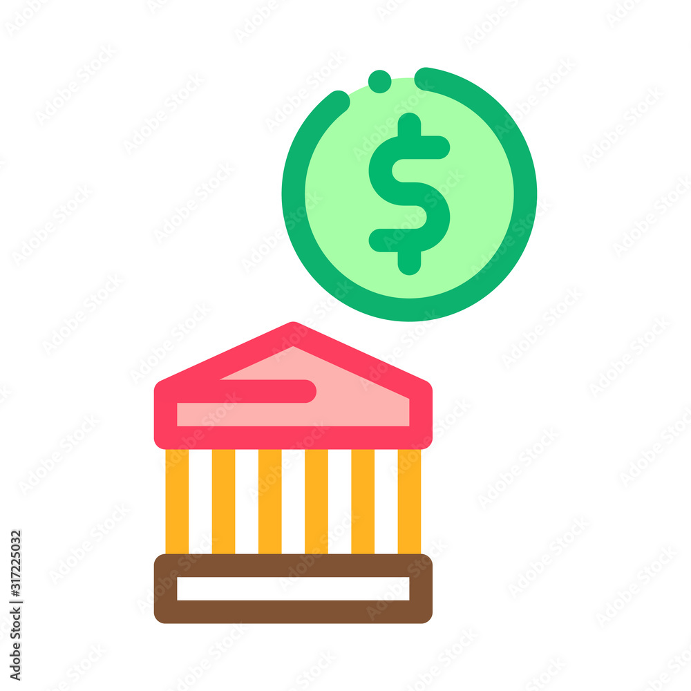 Poster building coin icon vector. outline building coin sign. isolated contour symbol illustration