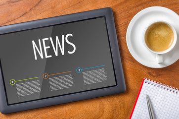 Tablet on a wooden desk - News