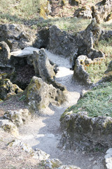 pathway access stone cave ruins of Majolan Park Blanquefort near Bordeaux France