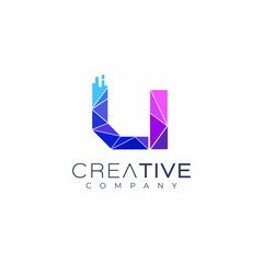 letter U logo design template. Art tech media app creative sign