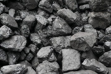 Pile of natural black hard coal or diamond coal background