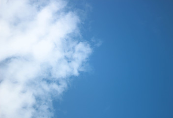 sky is divided into half of the clear blue sky and the beautiful white clouds  
