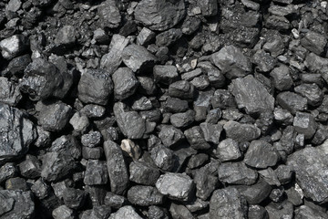 Pile of natural black hard coal or diamond coal background