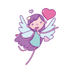 happy valentines day, cute cupid with arrow heart love cartoon character