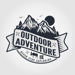 Outdoor Adventure design template. Vintage style vector illustration.