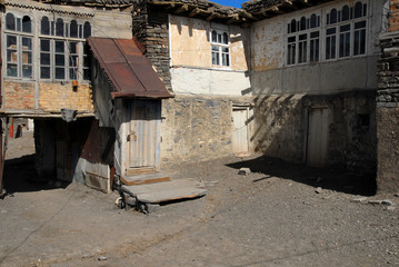 Fototapeta na wymiar Khinaliq village, Quba-Khachmaz Region, Azerbaijan - March, 2008: Authentic Azerbaijani rural house.